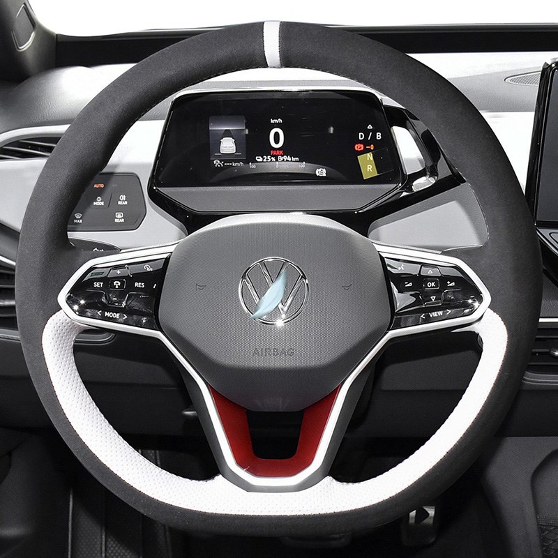 适用大众ID3ID4XCROZZ手缝方向盘套ID6ID7把套专车翻毛全包升级