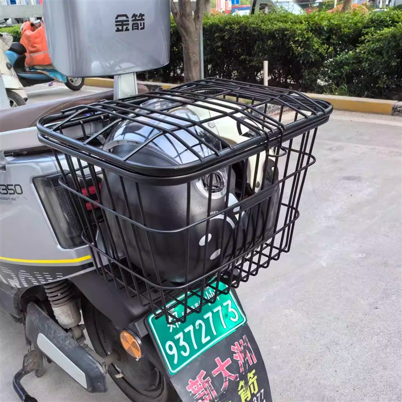 电动车后置车筐电瓶车置物储物箱后座车框收纳筐放书包神器后备筐