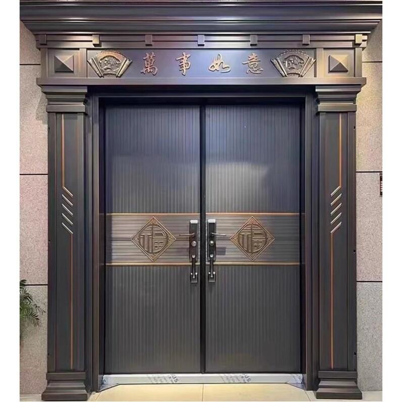 别墅大门锌合金铸铝门农村自建房大门对开门家用防盗门进户门定制