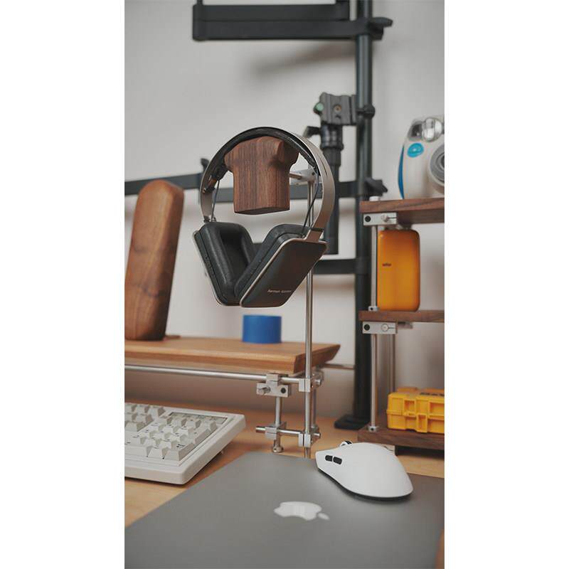 光轴黑胡桃木支架置物架电脑桌面显示器增高架实木显示屏底座垫高