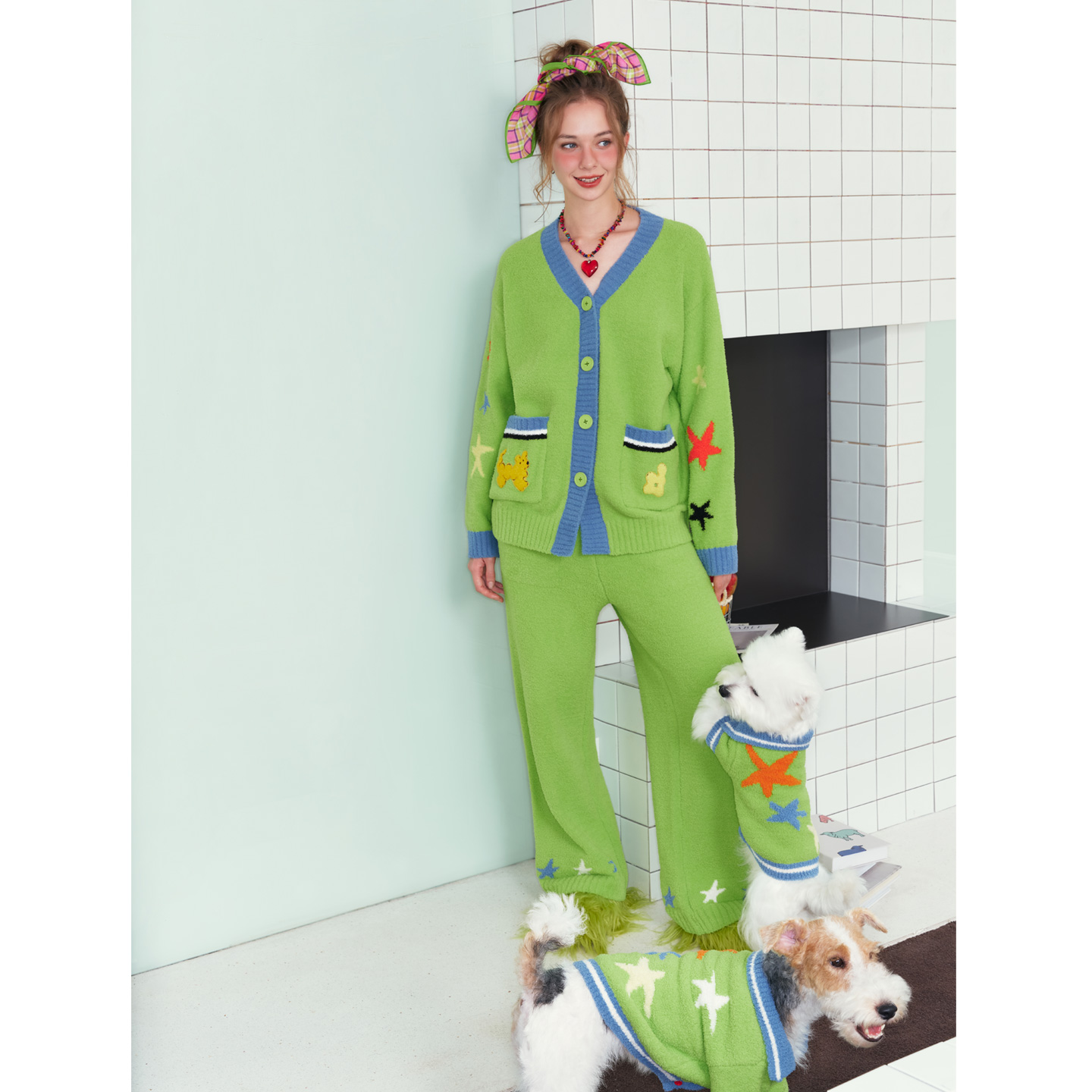 NAPPTOPIA呐噗【果味曼波】睡衣女秋冬新款半边绒撞色家居服套装