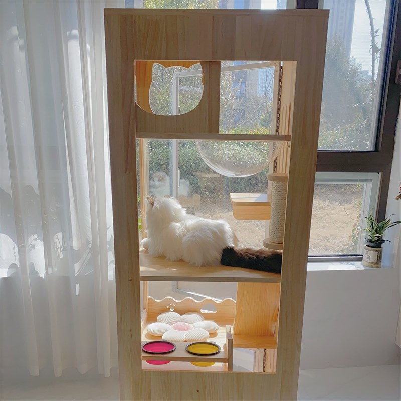 实木豪华小户型猫笼幼猫不占地亚克力全景家用室内猫别墅太空舱