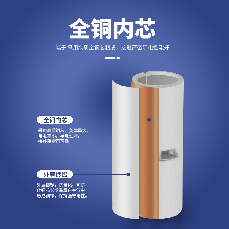 管形对接管BV1.25/2/5/8全绝缘冷压端子中间接头尼龙导电线连接器