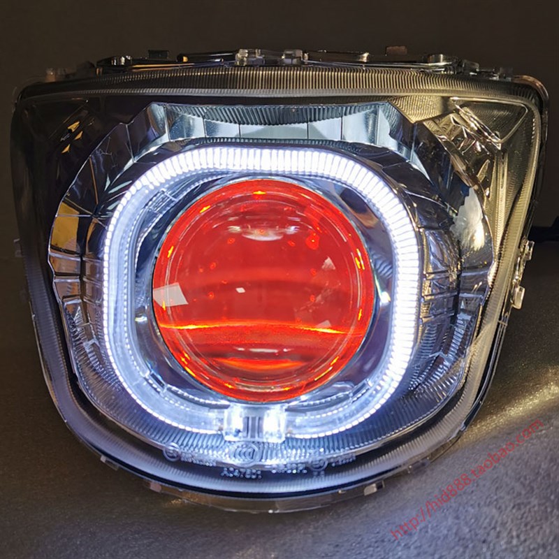 优友UU125T大灯总成改装 LED双光透镜天使眼 恶魔眼 鱼眼灯透镜