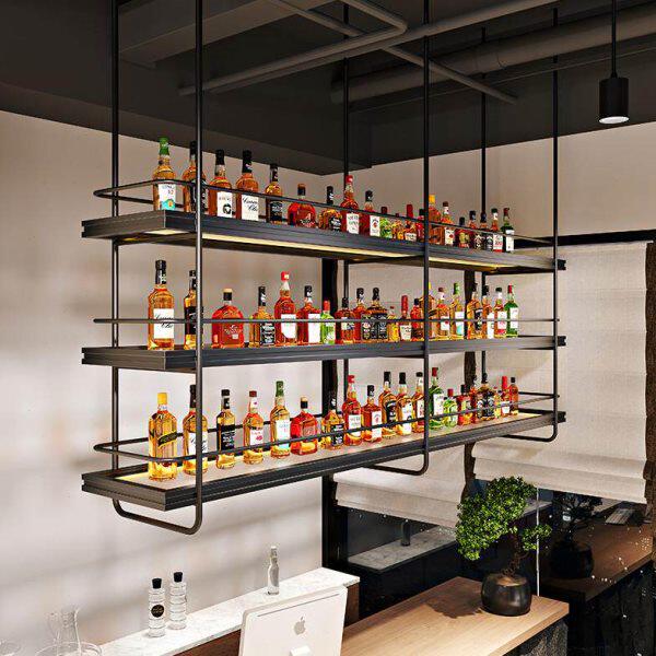 吧台吊架酒架酒水展示架悬挂式红酒柜餐厅饭店悬空吊柜酒吧置工厂