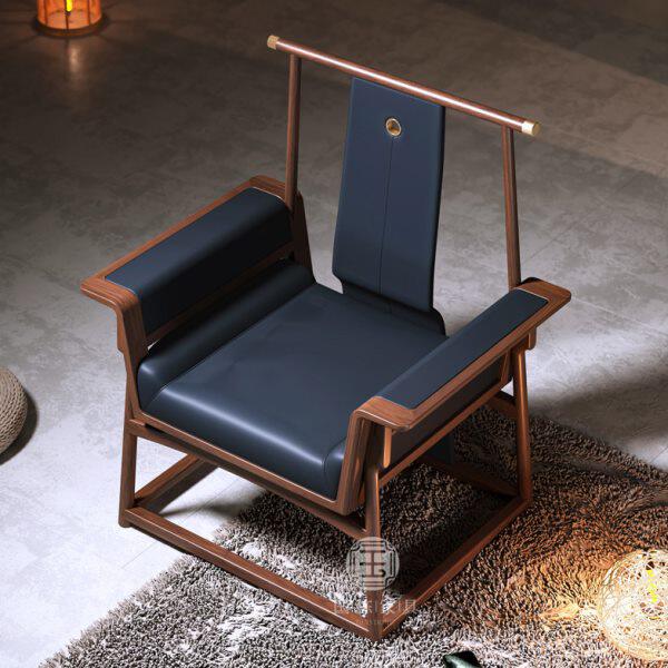 黑胡桃木新中式太师椅圈椅实木茶椅主人椅子老板椅办公椅舒适久坐