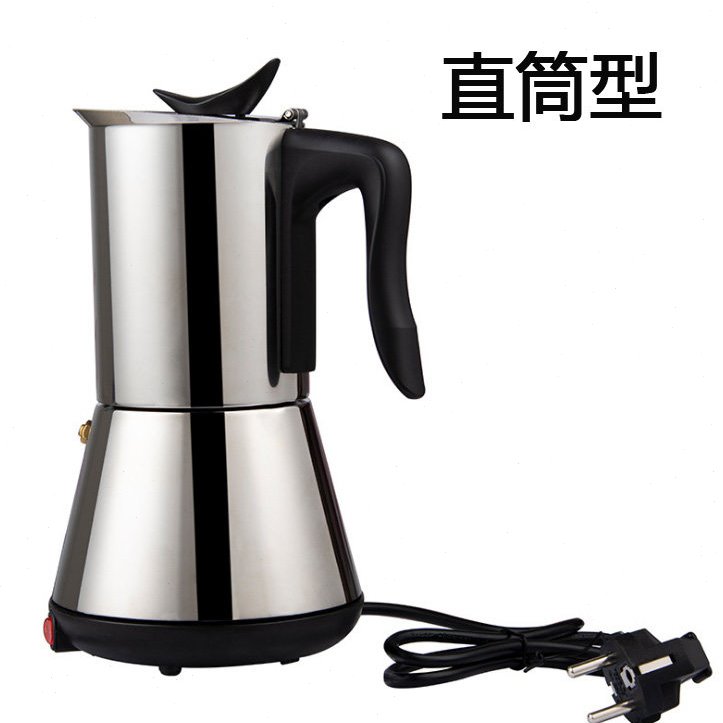 便捷式304不锈钢电动摩卡壶 插电摩卡壶家用咖啡机意式咖啡壶