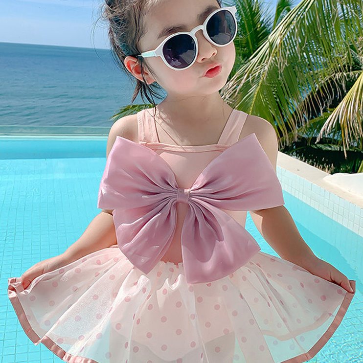韩系泳衣女款泡温泉女童连体游泳衣夏季儿童时尚夏装小童公主泳装