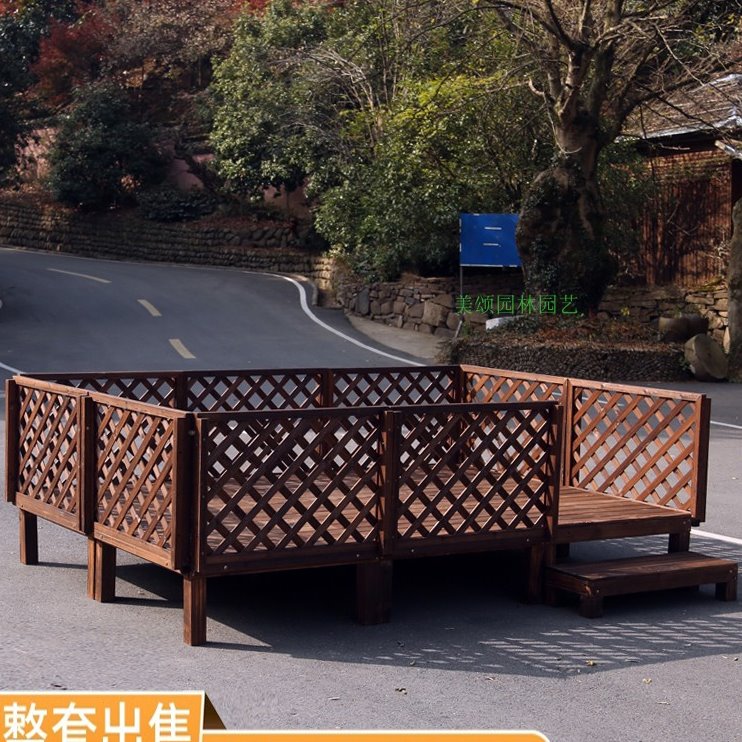 户外庭院花园别墅露台休闲露天防腐木碳化地板实木平台日式榻榻米