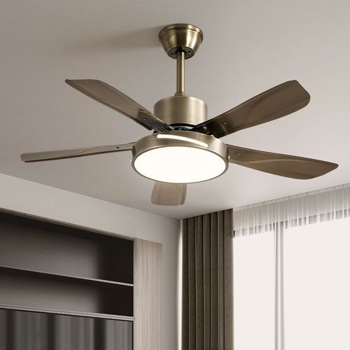 复古风扇灯古铜 客厅家用餐厅电扇灯吊扇灯新P中式铁叶大风力变频