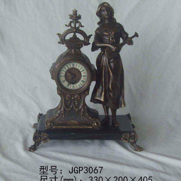 钟表铸铜做旧复古机械座钟古典欧式家居样板间摆钟电影道具创意钟
