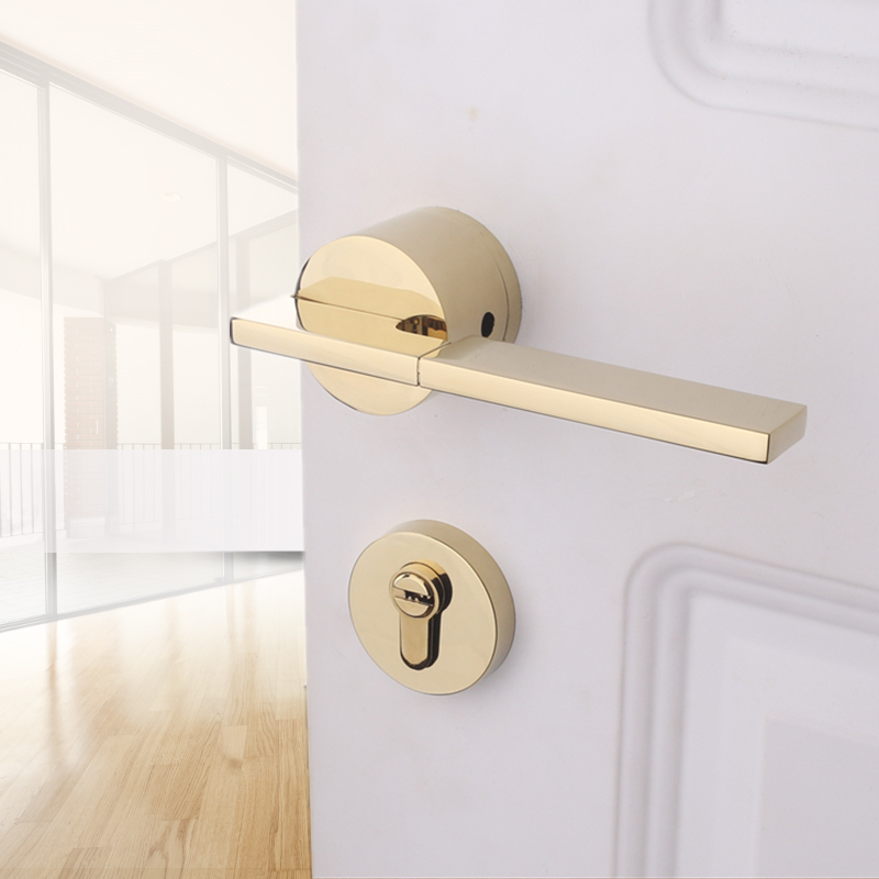 依佰利不c锈钢门锁室内极简约拉丝镍卧室房门锁磁吸静音门锁