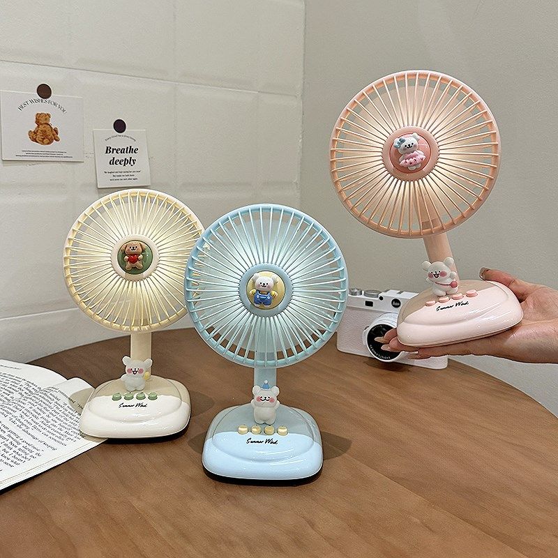 台式桌面小风扇迷你学生宿u舍上课静音办公室桌上小型带夜灯电风