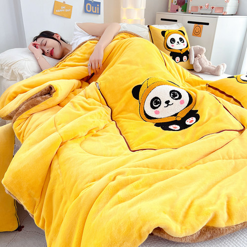 加绒加厚可摺叠抱枕被子两用车B内枕头被靠枕办公室空调毯子冬