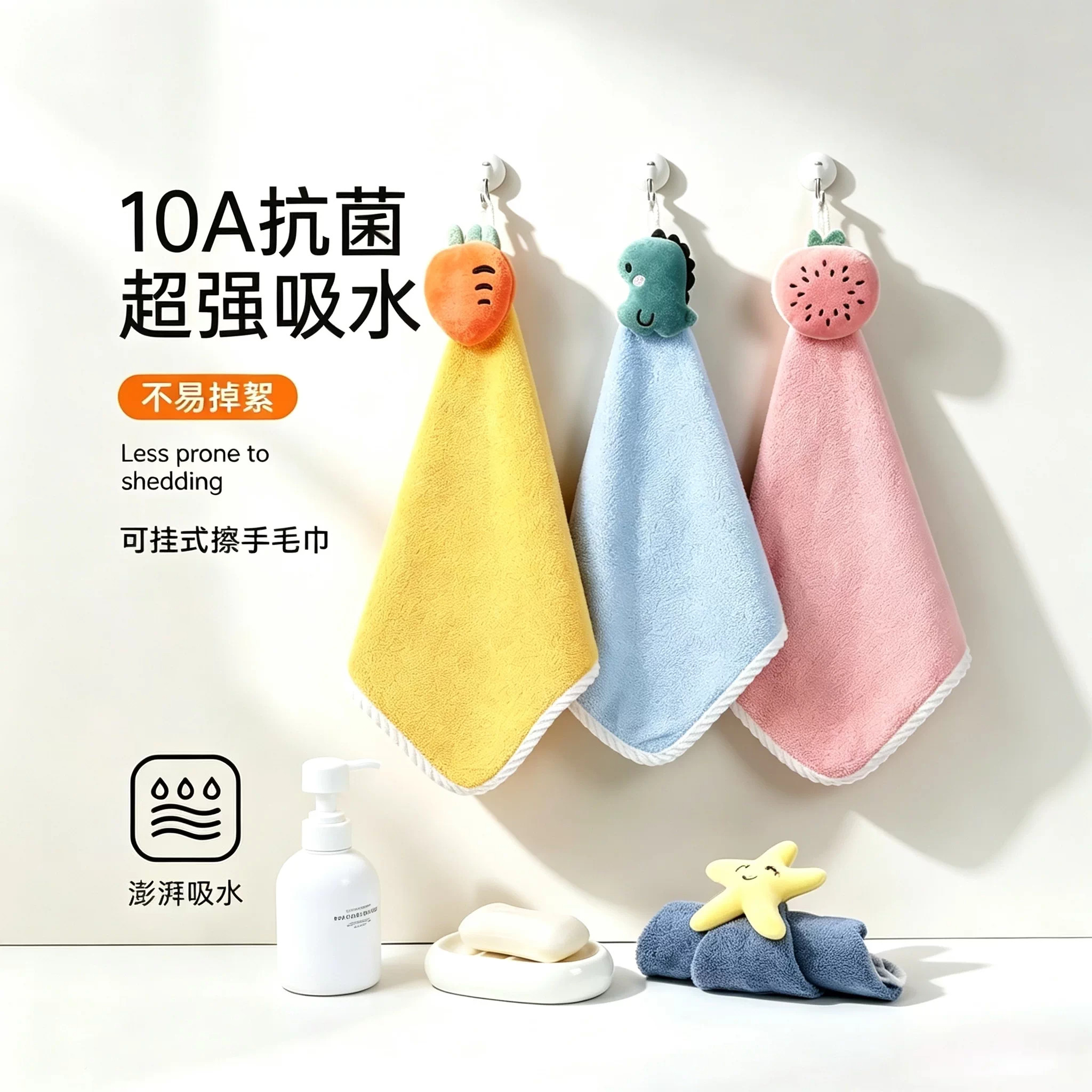 厨房擦手巾挂式可爱卡通家用不掉毛超强吸水加厚卫生间小毛巾速干