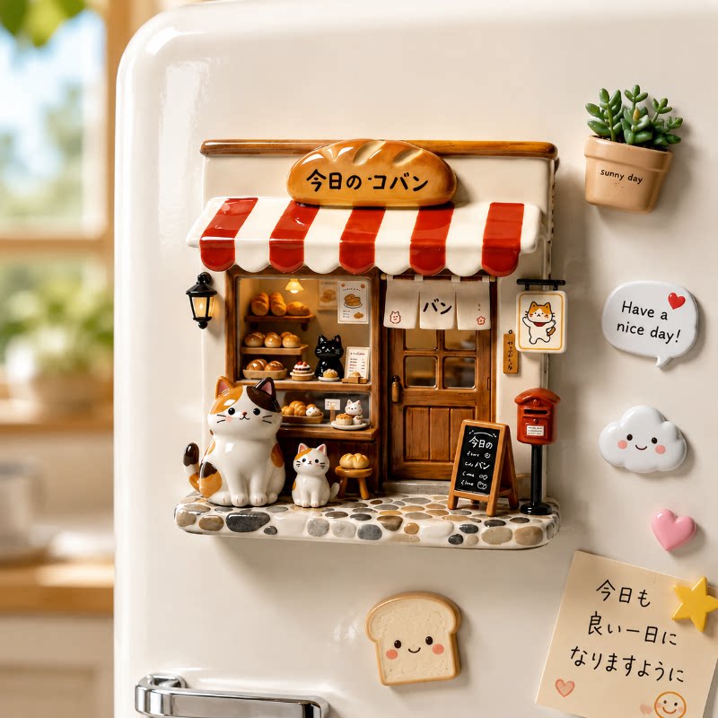 【猫咪面包店】浮雕磁吸冰箱贴图片