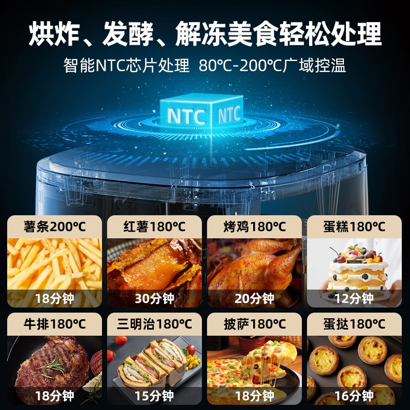 比依空气炸锅家用25新款全自动4.7L多功能可视电炸锅烤箱一体机