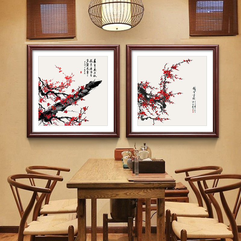 新中式电表箱装饰画免打孔遮挡配电箱开关电闸盒国画餐厅家用挂画