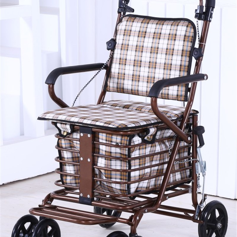 怡德老年购物车免安装可坐可折叠老人买菜车手推车便携式轻便