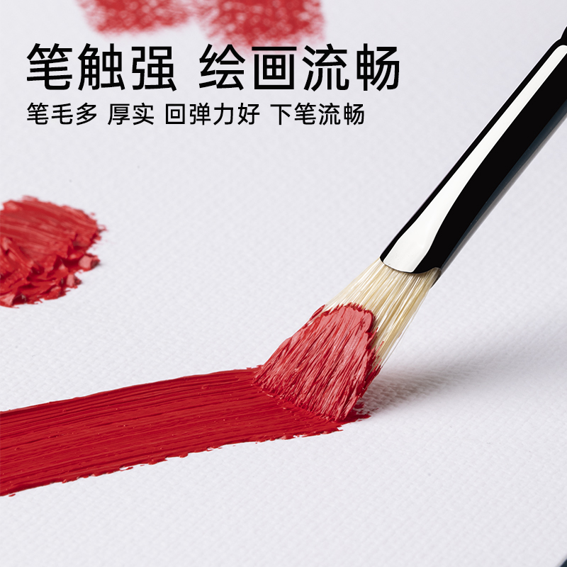 左绘猪鬃油画笔丙烯水彩画笔水粉笔套装排笔扇形笔排刷刷子尼龙平