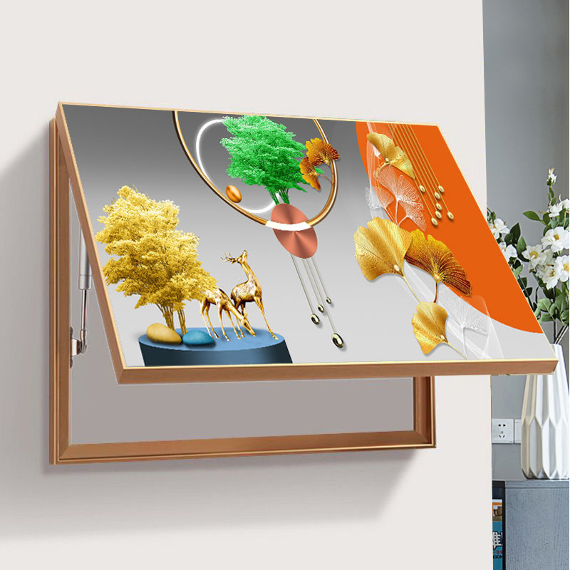 电表箱装饰画现代简约配电箱遮挡箱画轻奢铝合金免打孔开关盒挂画