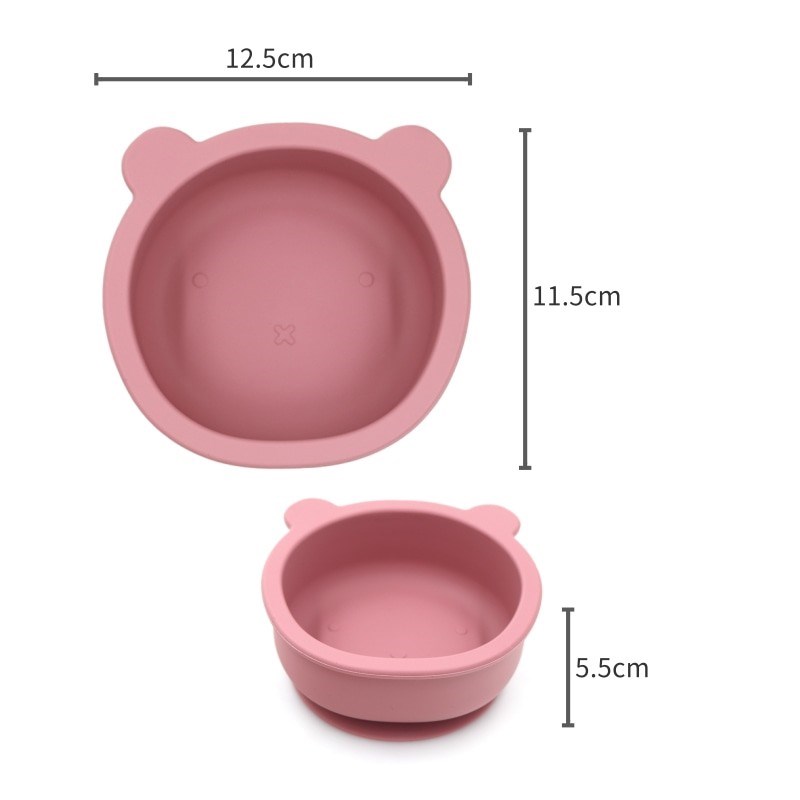 宝宝一体式吸盘碗带透明盖儿童卡通熊餐具婴儿学吃饭餐碗