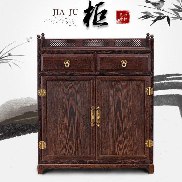 餐边玄关柜子博古架功夫茶具配件茶杯架收纳柜置物架展示柜鸡翅木