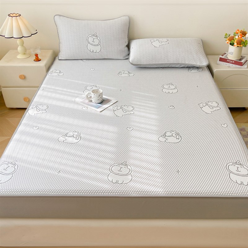 夏天冰丝席豆豆凉席三件套加厚凉感床单1.5米可机水洗空调软席子