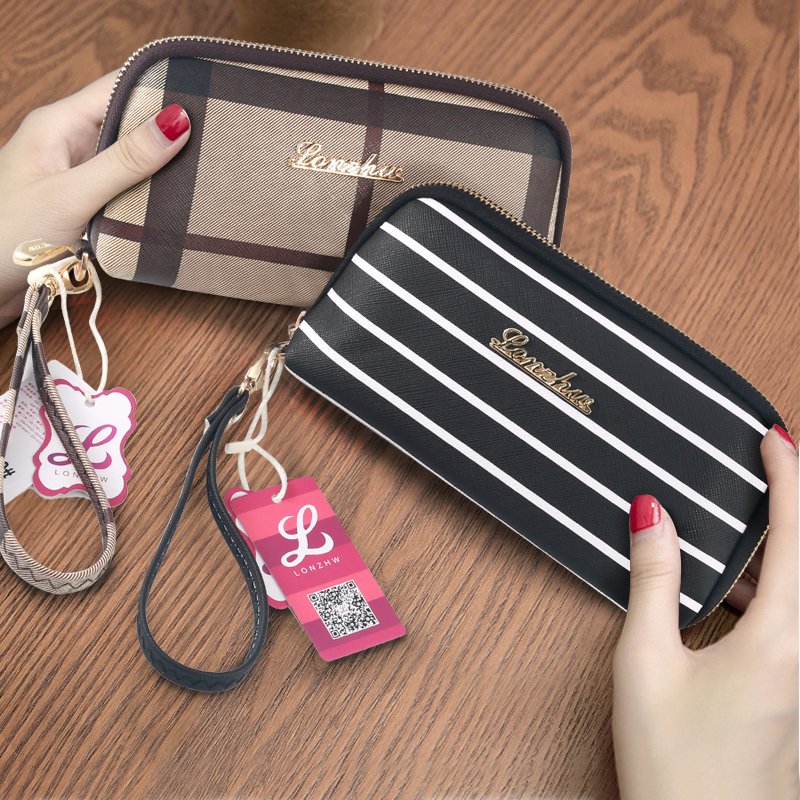 手拿包女拉链长款钱包大屏手机包大容量多隔层手腕包新款印花手包