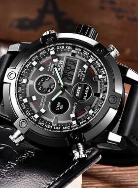 Chronograph Business Watch Mens Leather Digital Wristwatches