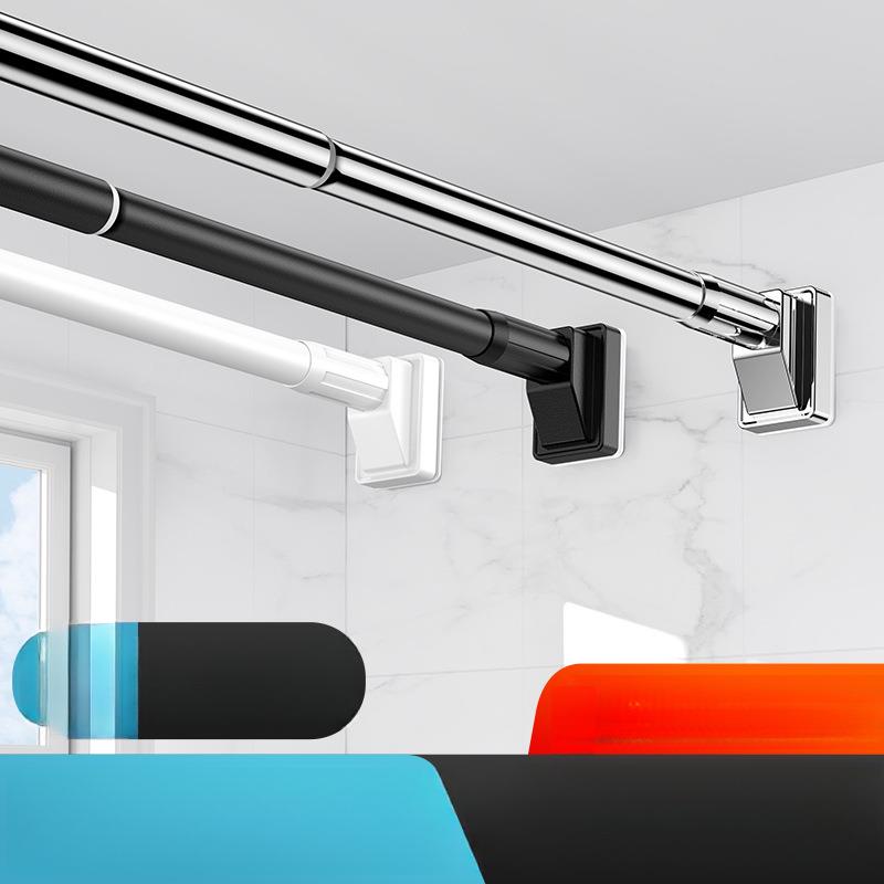 免打孔伸缩晾衣杆阳台顶装飘窗凉晒单杠挂衣绳家用小空间落地塘祥