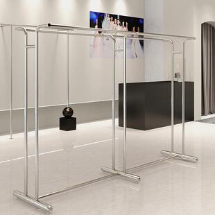 男女服装店中岛货架双杠落地架不锈钢服装店中间陈列展示架挂E18