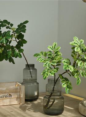 仿真槐树假树叶装饰造型手感过胶塑料绿色植物枫叶榆树叶子榕树叶