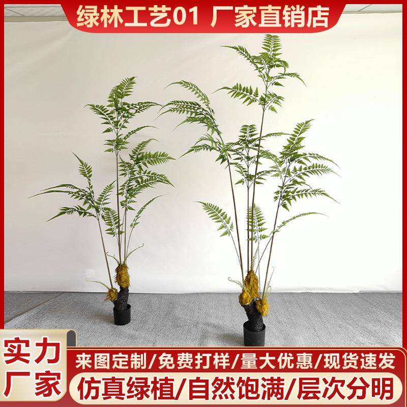 仿真猴头蕨金丝蕨蕨类新品室内装饰造景仿真绿植盆栽假植物