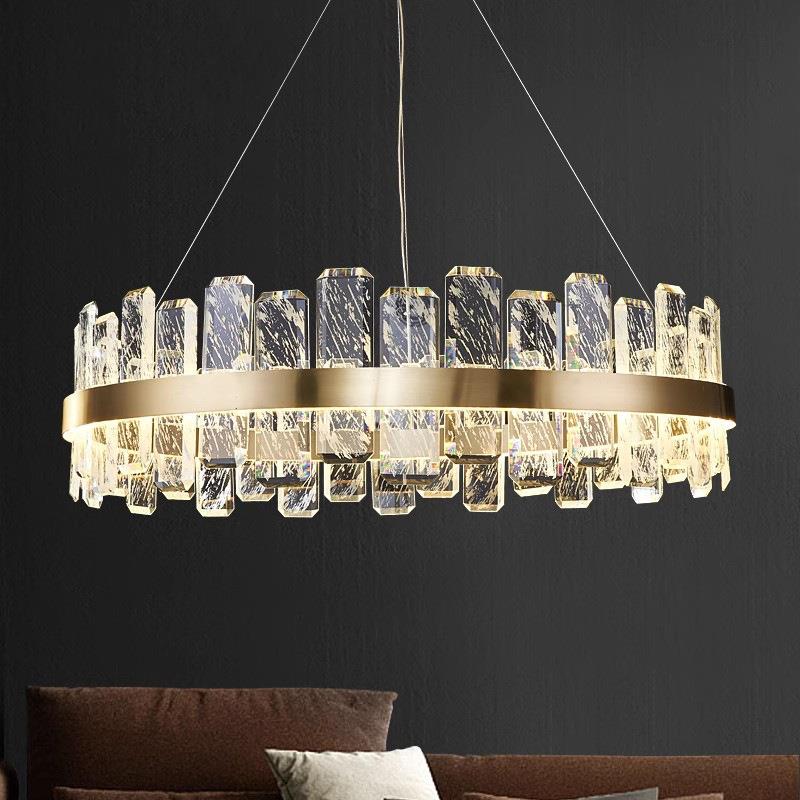 现代轻奢吊灯全铜客厅灯个性圆形餐厅卧室灯高档家用大气水晶吊灯