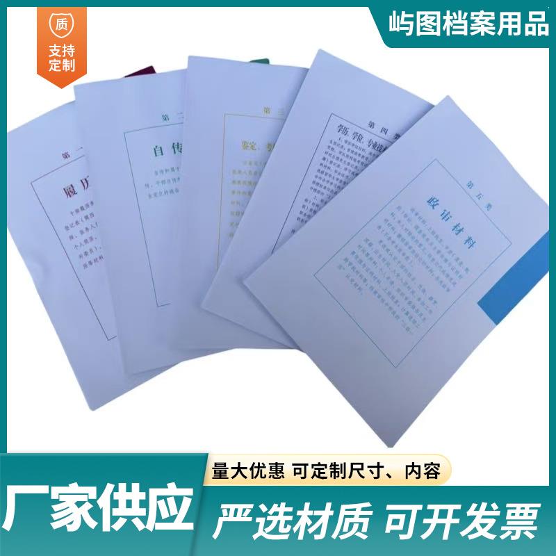 A4新标准人事档案分类纸隔页纸一到十类活页档案管理分类管理