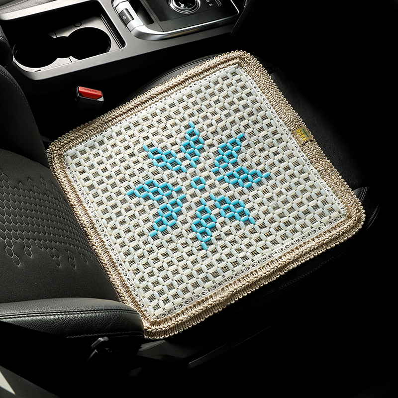 清凉夏季陶瓷汽车坐垫三件套无靠背冰凉玻璃珠子石材久坐舒适座垫