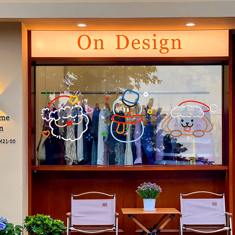 圣诞装饰玻璃静电贴雪人布置橱窗