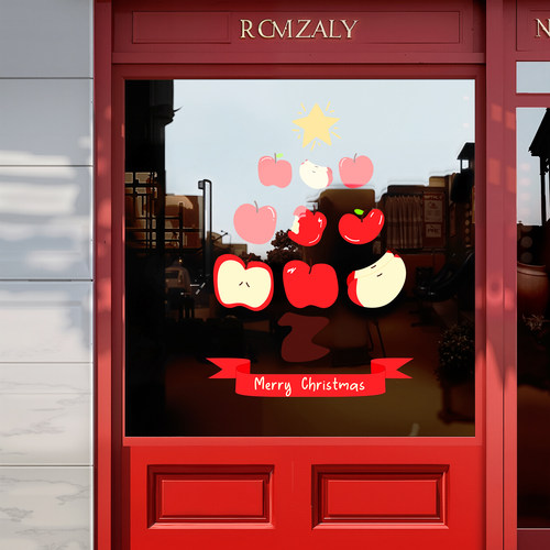 圣诞节苹果创意窗花贴静电玻璃贴