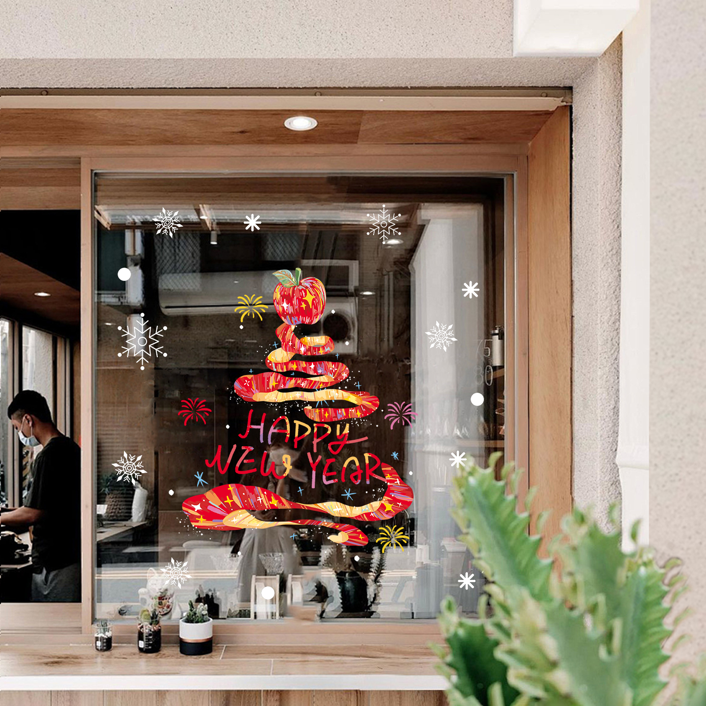 圣诞节苹果玻璃静电贴节日装饰贴