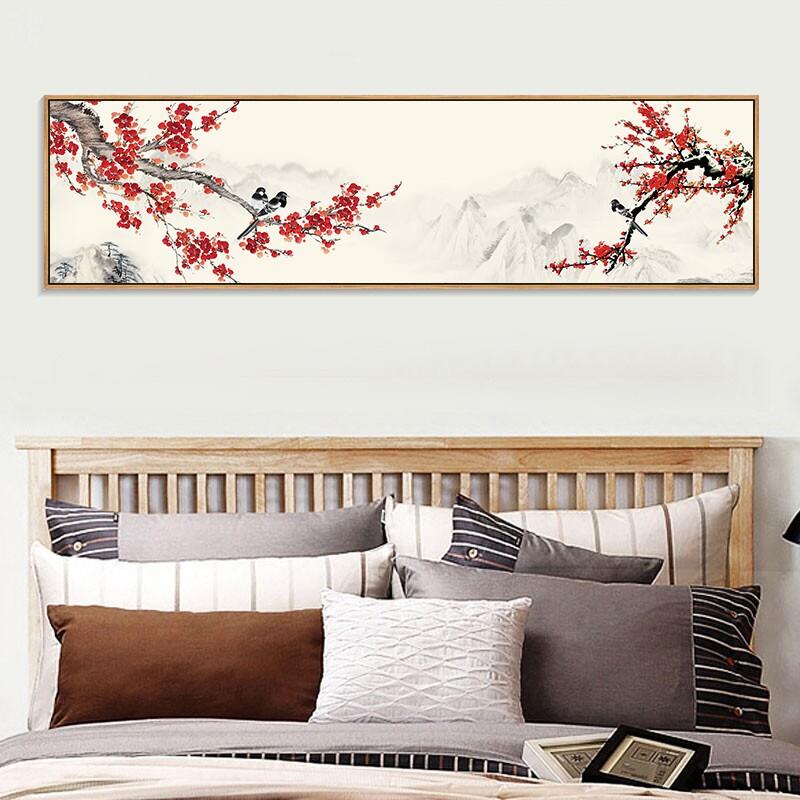 梅花挂画喜上眉梢装饰画客厅红梅报春图花鸟国画样板间卧室床头画