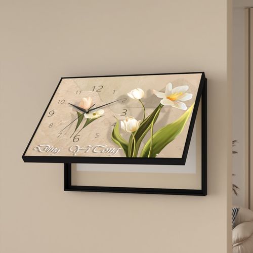 钟表家用创意电表箱遮瑕疵装饰画客厅挂钟电源箱墙上石英钟配电箱