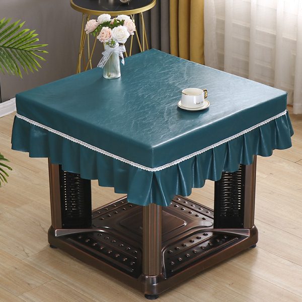 P皮烤火桌布皮罩正方形电炉取暖炉加厚皮套防水防油防烫方桌罩套