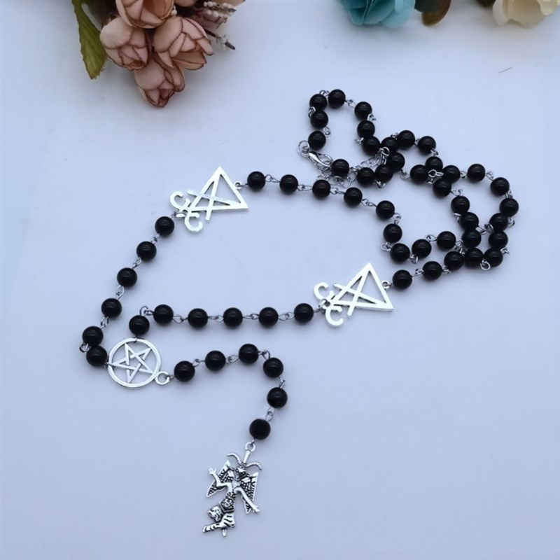 哥特巴弗灭念珠项炼五芒星恶魔M山羊门德斯长版项炼