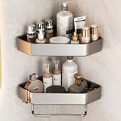 浴室卫生间三角架洗漱台洗手间墙角转角架子壁挂免打孔收纳置物架