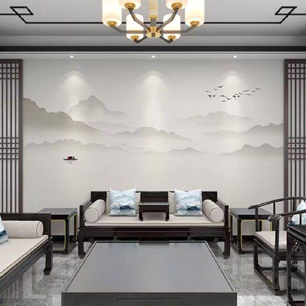 新中式电视背景墙壁布大气水墨山水墙布客厅沙发壁纸影视墙纸壁画,家装主材,无纺布墙纸,淘宝优惠券,粉丝福利购,淘宝优惠卷