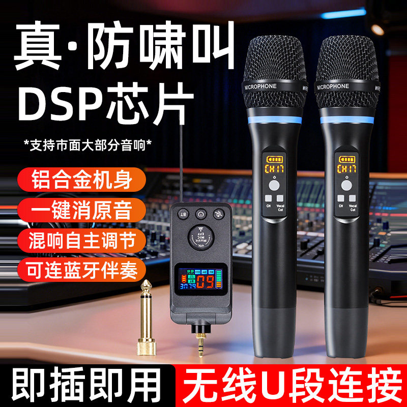 无线话筒高端专业连蓝牙音响音箱麦克风舞台演出通用一拖二接收器