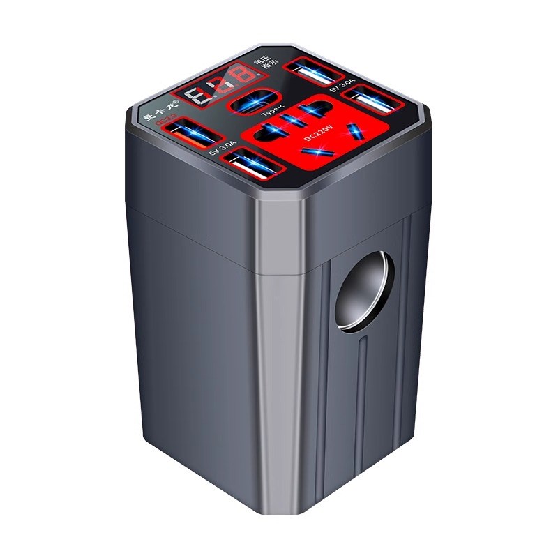 汽车手机充电器智能电源插座车载x逆变器12V24V转换220V通用大功