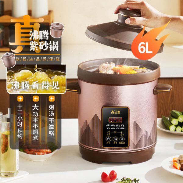 三源紫砂锅电炖锅家用煲汤煲粥快速沸腾电砂锅插电汤锅2024年新款