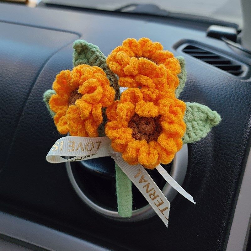 DIY手工编织郁金香栀子花向日葵材料包汽车空调出风口香薰小饰品